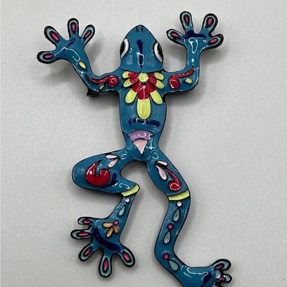 💛 NEW beautiful & stunning hand painted colorful frog brooch 💛 - Picture 5 of 5